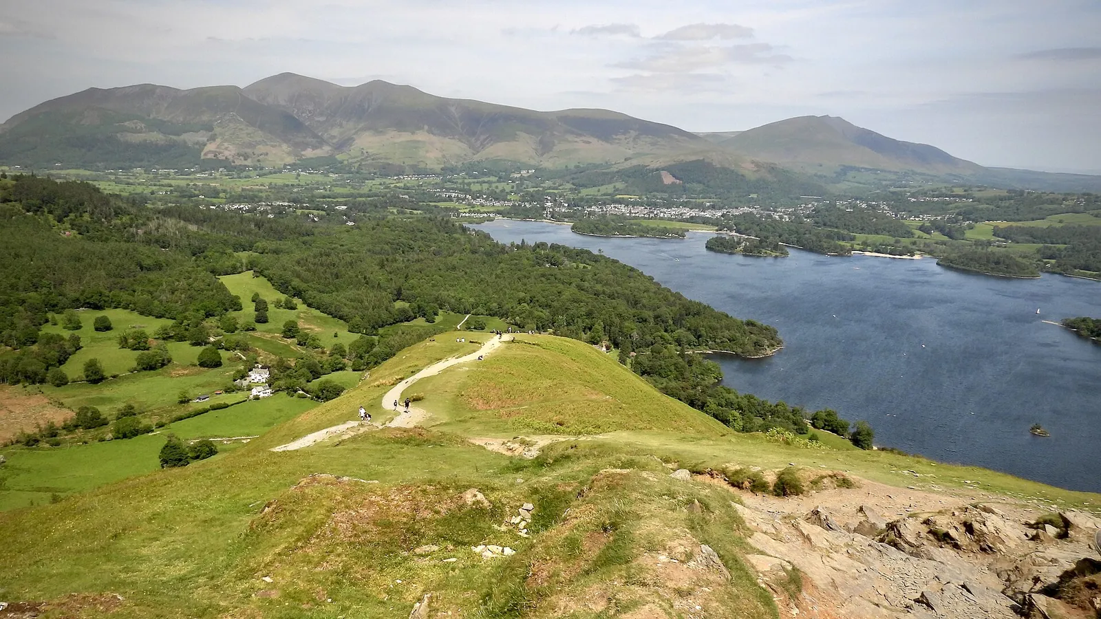 Derwentwater and the fells around Keswick seen from the Cat Bells ridge
