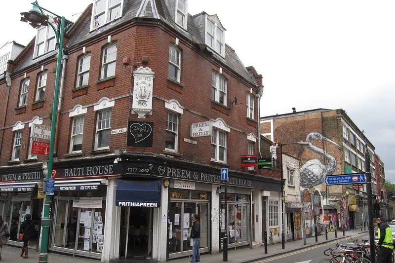 Curry restaurants lining Brick Lane