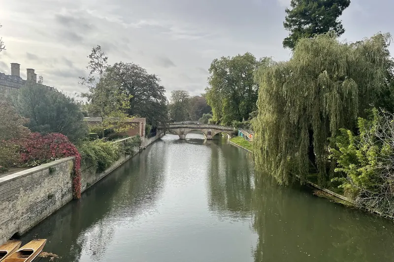 The green riverside Backs behind Cambridge's colleges