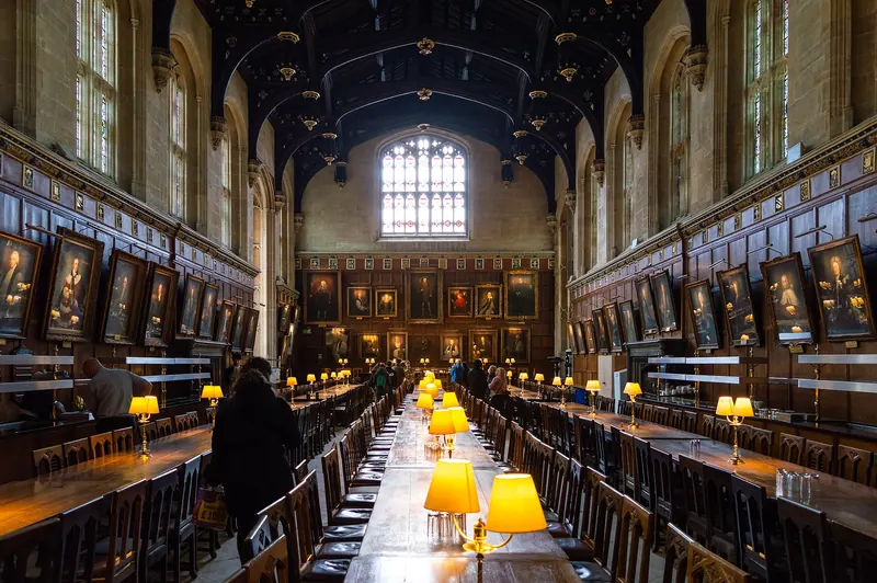 The Great Hall at Christ Church, Oxford, set for dinner