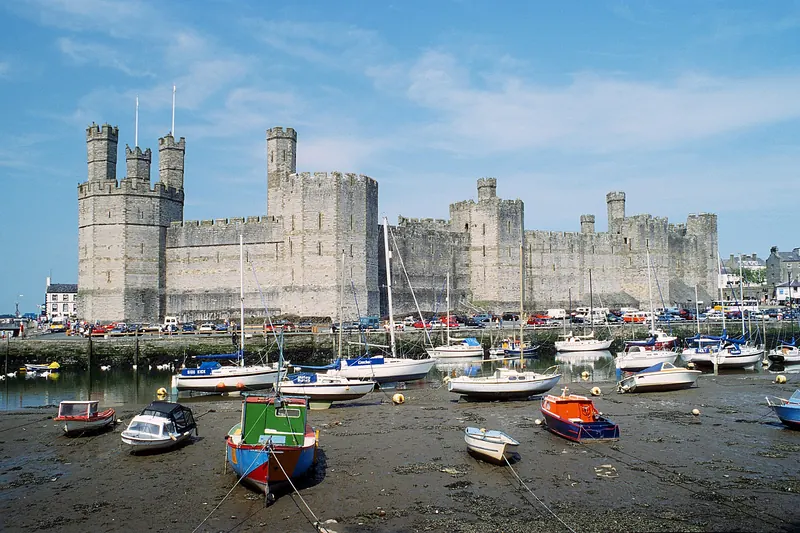 Caernarfon Castle's imposing walls and towers