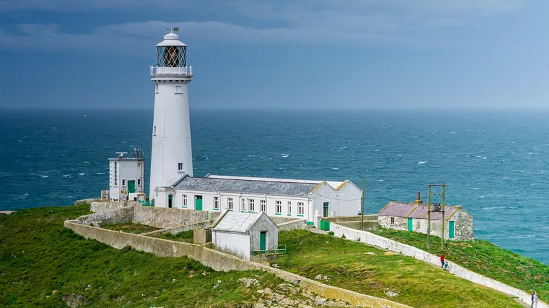 South Stack Lighthouse perched on cliffs off Anglesey