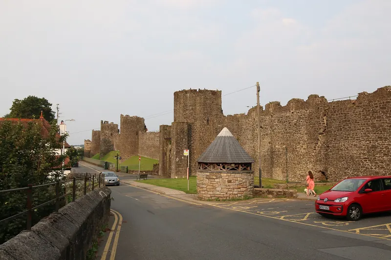 Conwy's medieval town walls and a gate tower