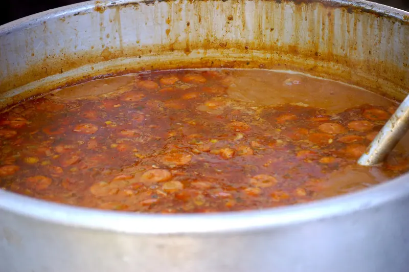 A pot of Louisiana gumbo