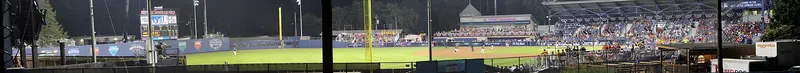 A baseball game at an American ballpark
