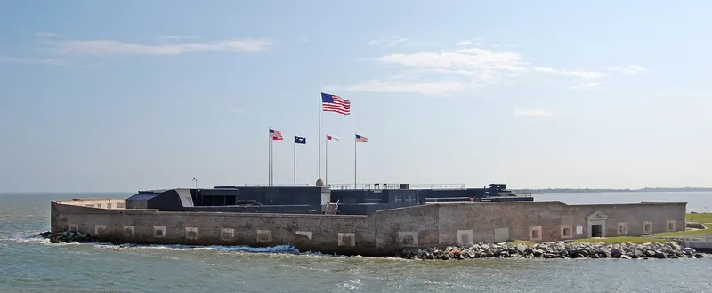 Fort Sumter on its island in Charleston harbour