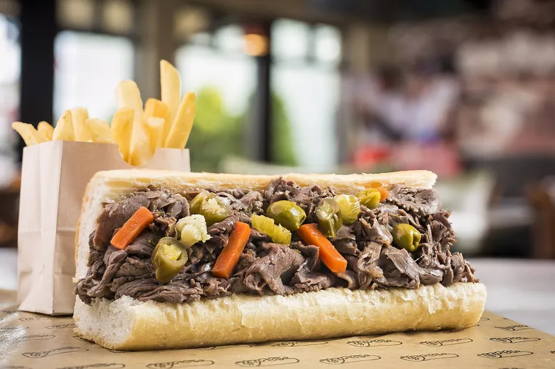 A Chicago Italian beef sandwich