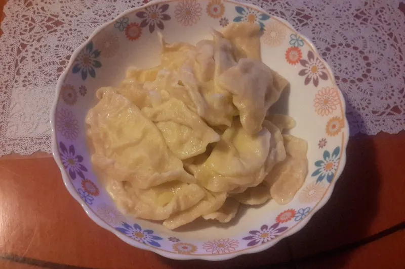A dish of Polish pierogi dumplings