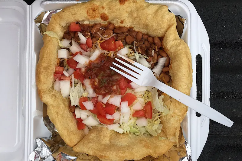 A Navajo taco built on fry bread