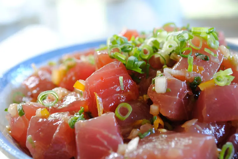 Ahi tuna poke with soy and sesame