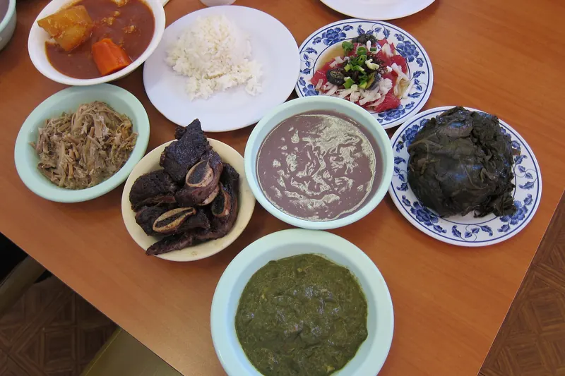 Kalua pig and laulau on a Hawaiian plate
