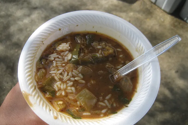 Chicken and andouille gumbo over rice
