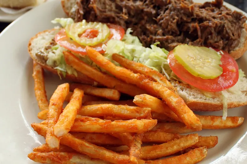 A Louisiana po'boy on French bread