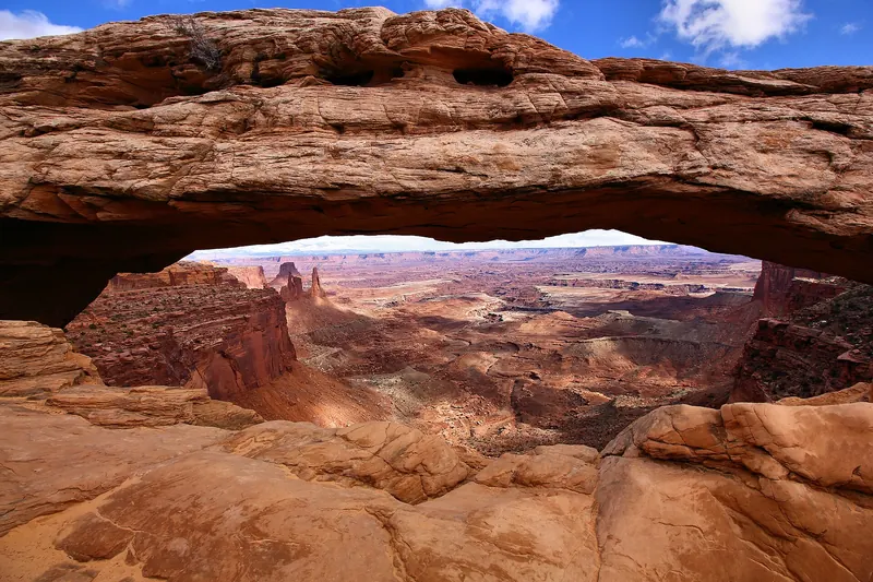 The view through Mesa Arch in Canyonlands