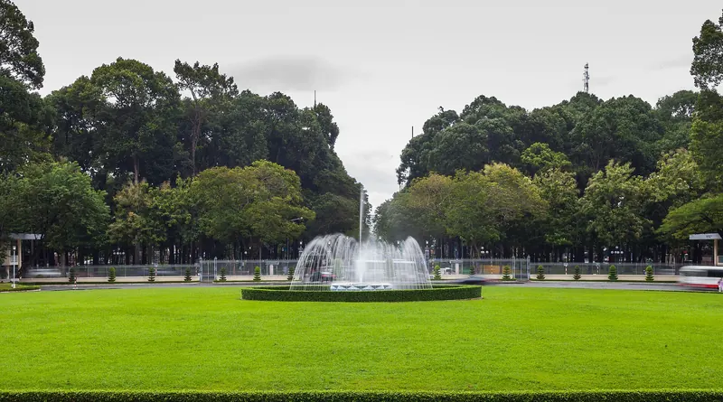 The 1960s Reunification Palace in Ho Chi Minh City with its modernist façade